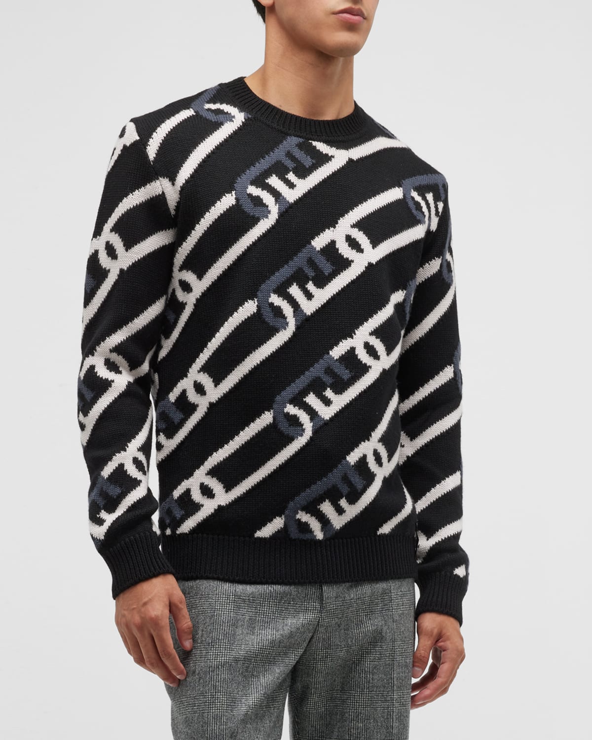 Fendi Wool Sweater with All Over Monogram