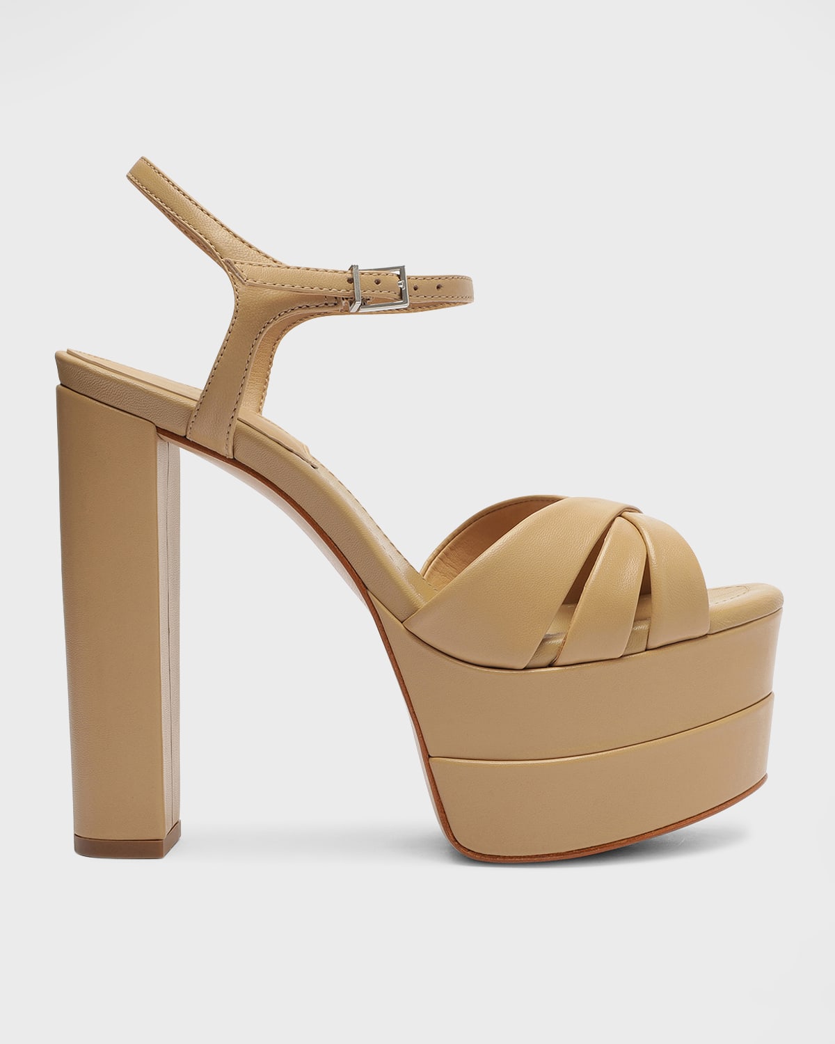 Keefa Leather Ankle-Strap Platform Sandals