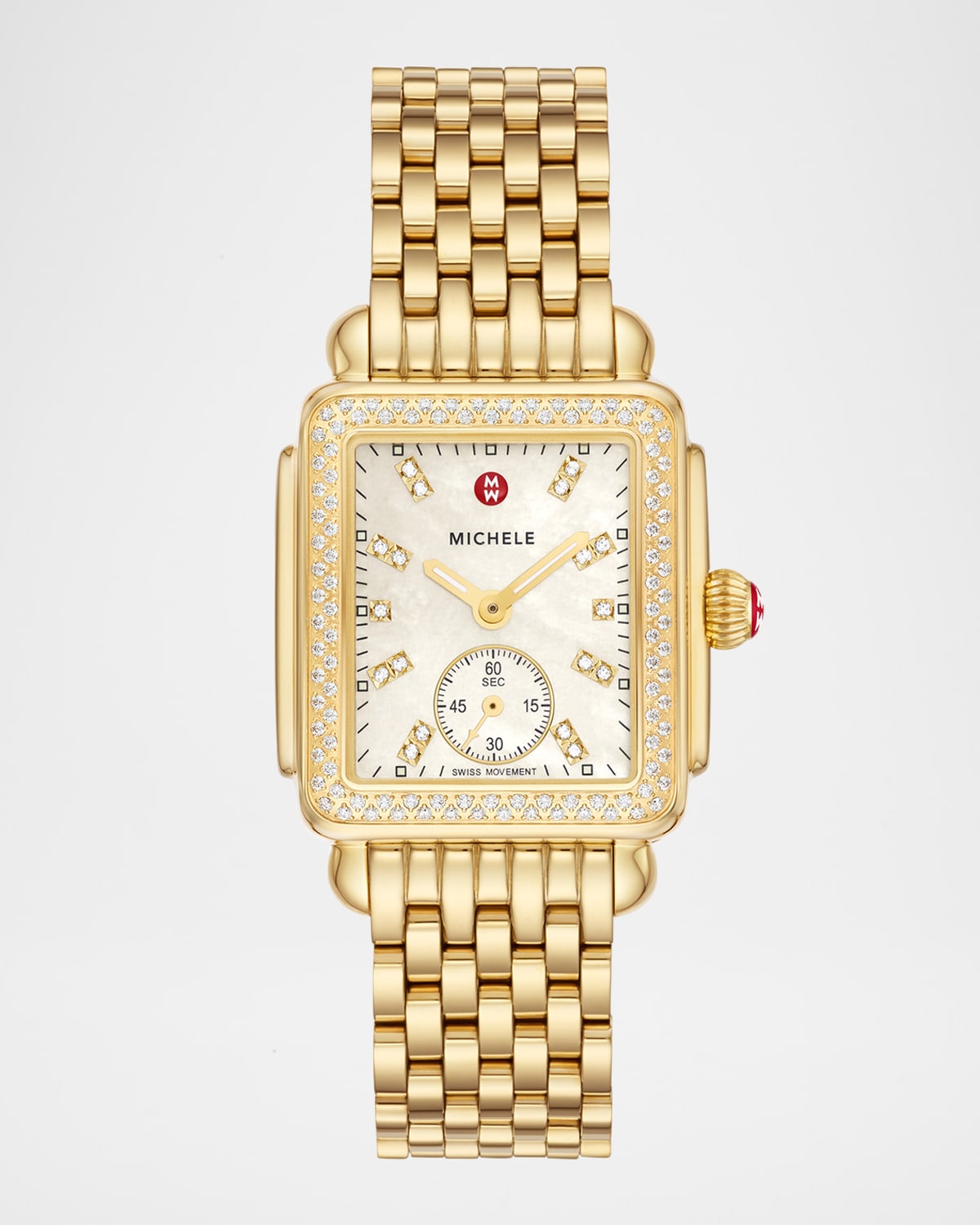 Deco Mid Diamond and Mother-of-Pearl Dial Watch in Gold-Tone