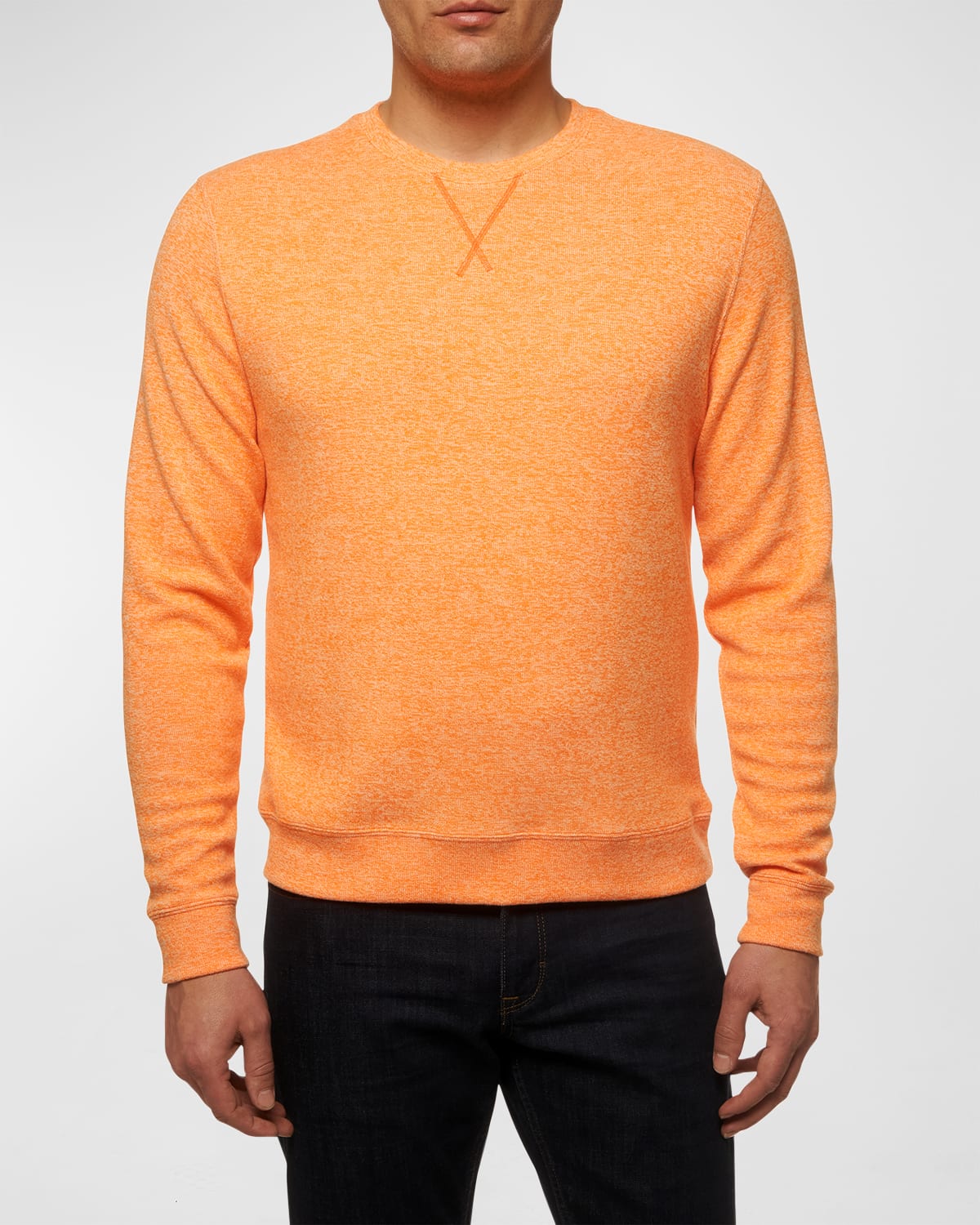 Robert Graham Men's Bassi Double-knit Crewneck Sweater In Orange