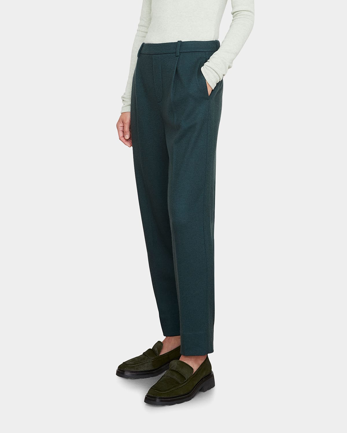 Vince Easy Wool-blend Pull-on Pants In Azure Onyx
