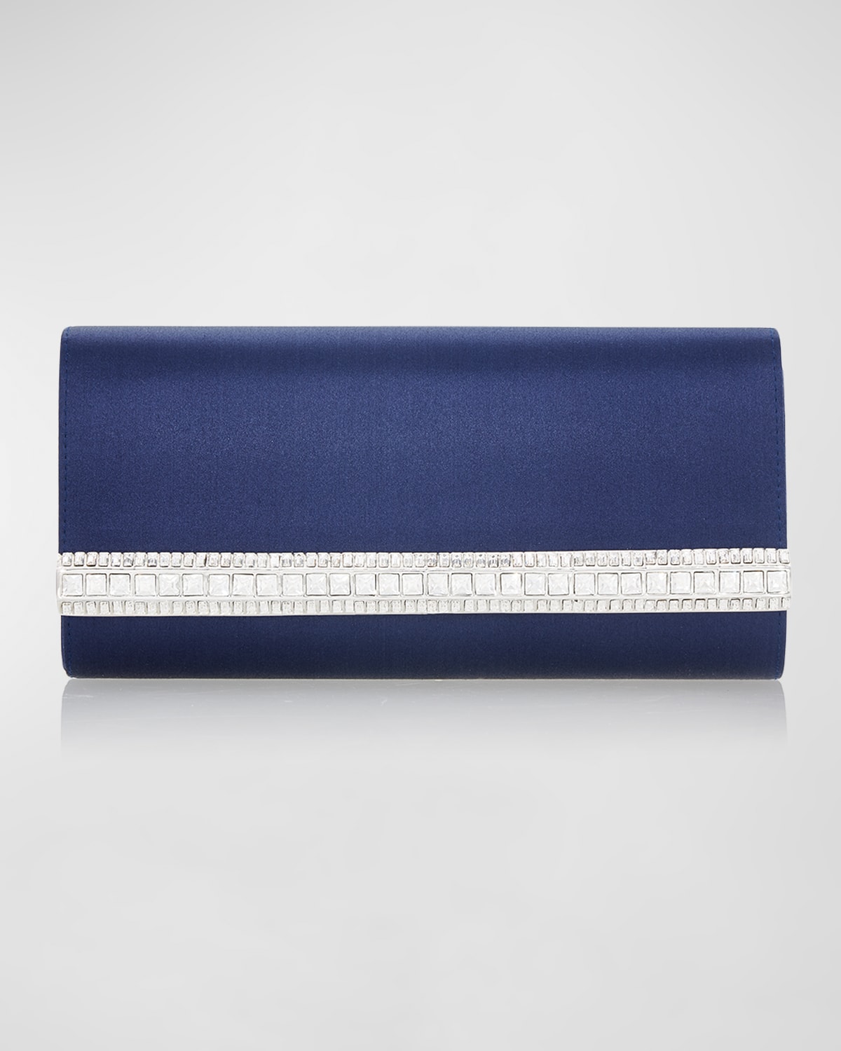 JUDITH LEIBER PERRY SATIN & CRYSTAL CLUTCH BAG