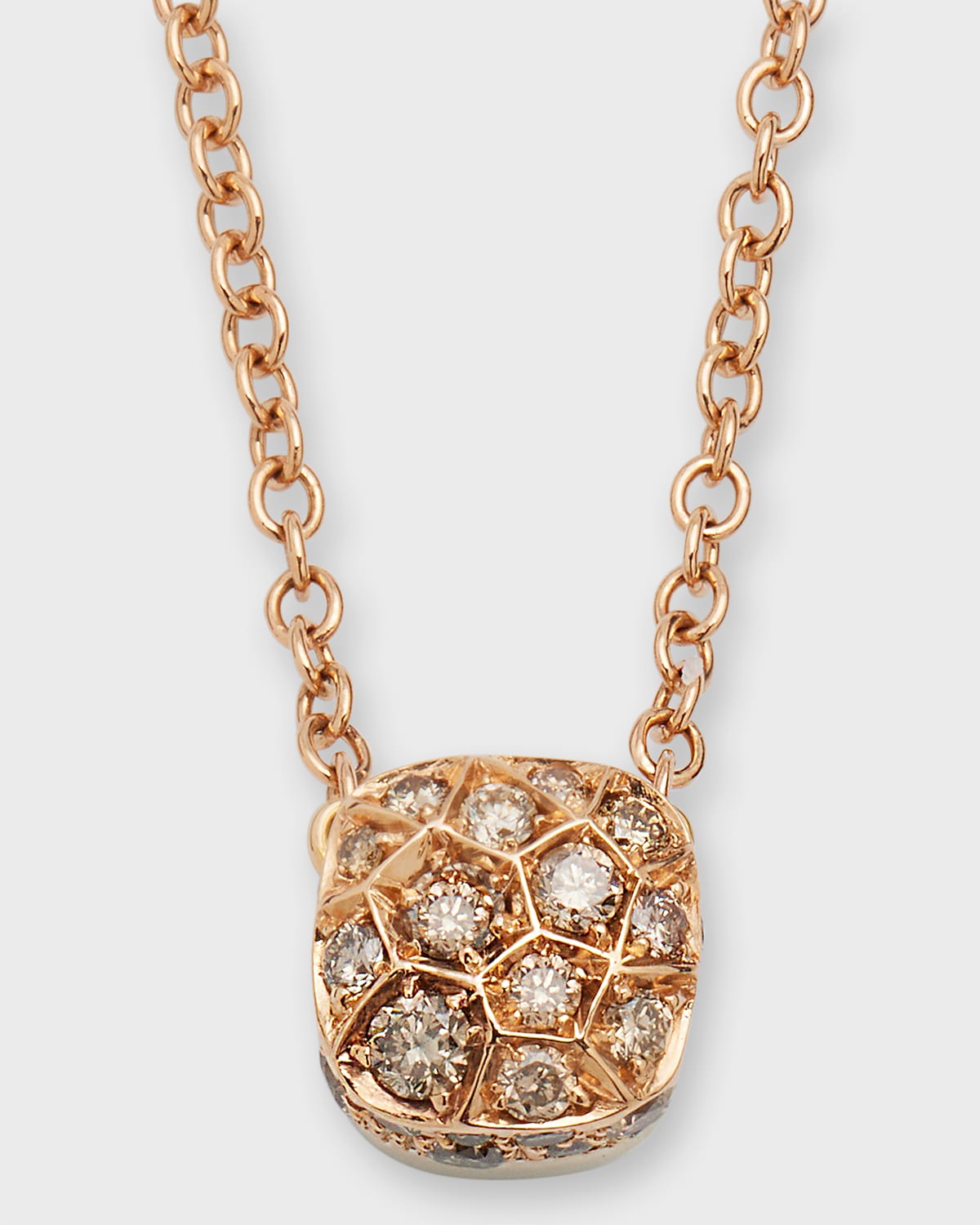 Shop Pomellato Nudo Petit Necklace In 18k Rose And White Gold With Brown Diamonds