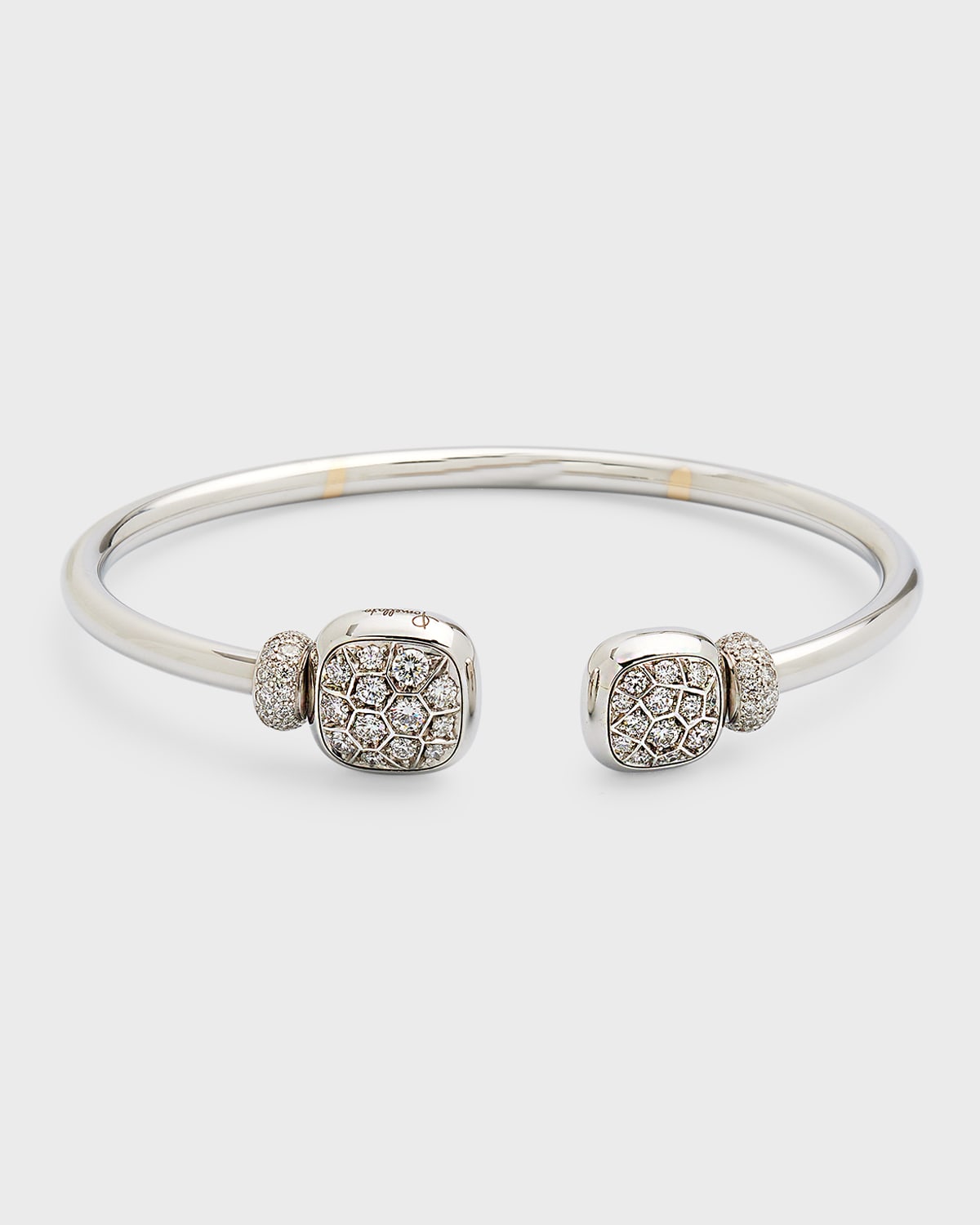 Shop Pomellato Nudo Precious Cuff In 18k White Gold, White Topaz And Diamonds