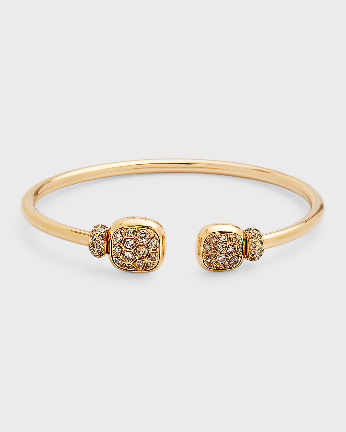 POMELLATO NUDO PRECIOUS CUFF IN 18K ROSE GOLD, WHITE TOPAZ AND BROWN DIAMONDS