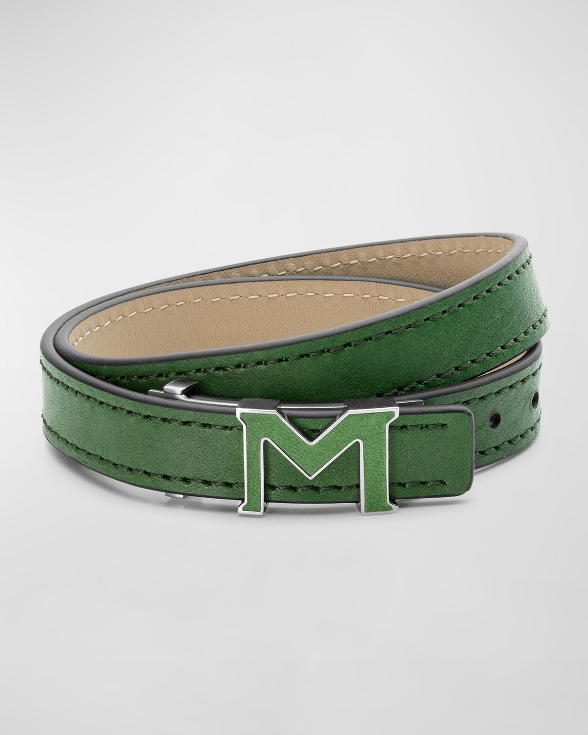 Men's M Gram Leather Bracelet - Green