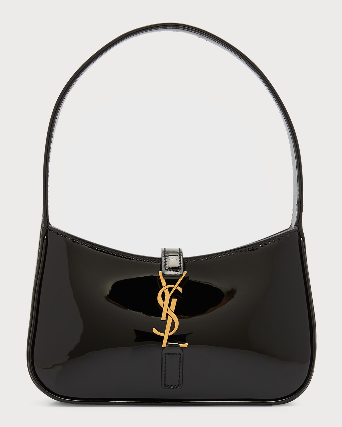 Saint Laurent Le 5 A 7 Mini Ysl Shoulder Bag In Patent Leather In Nero