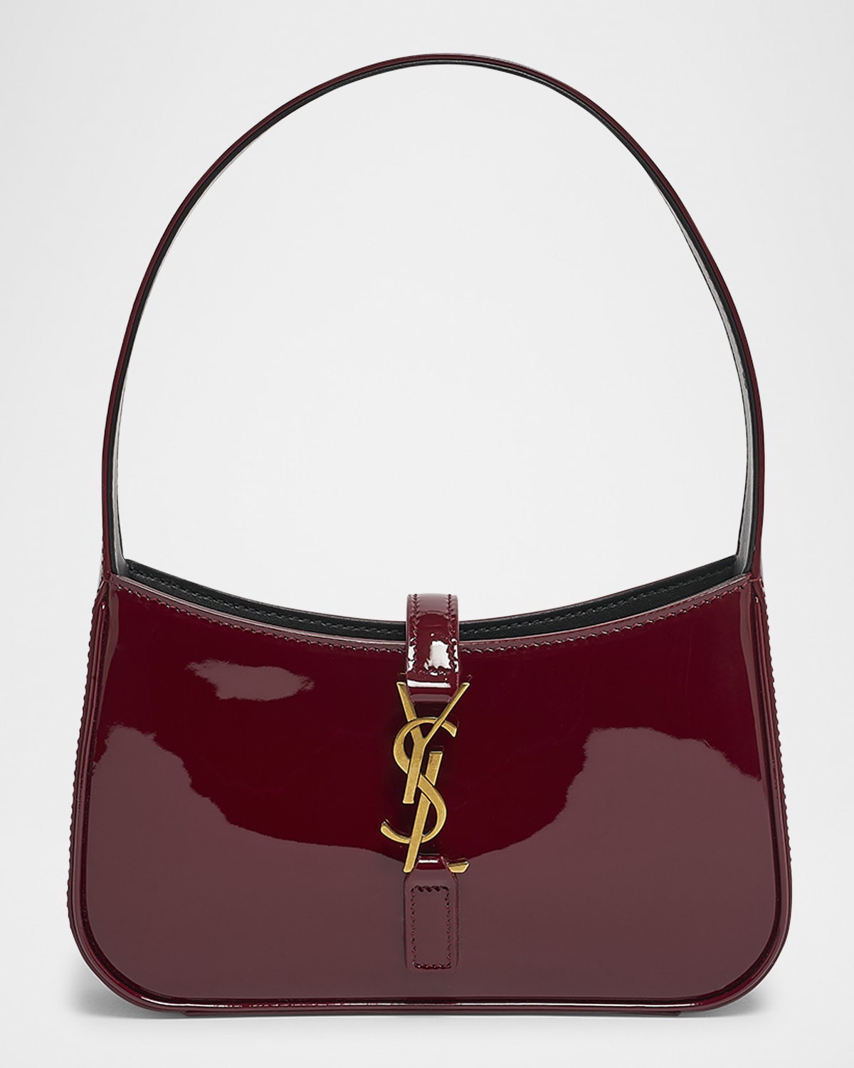 Saint Laurent Le 5 A 7 Mini Ysl Shoulder Bag In Patent Leather In Grenade