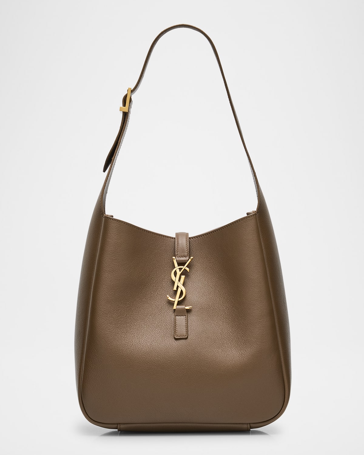 Saint Laurent Le 5 A 7 Ysl Small Hobo In Smooth Supple Leather In Brown