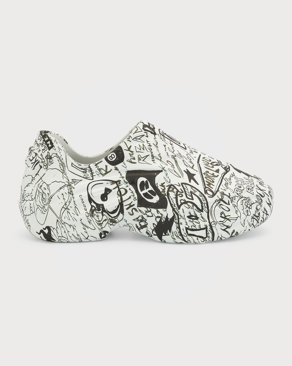 Shop Dolce & Gabbana Men's Graffiti-print Molded Slip-on Sneakers In Dark Side