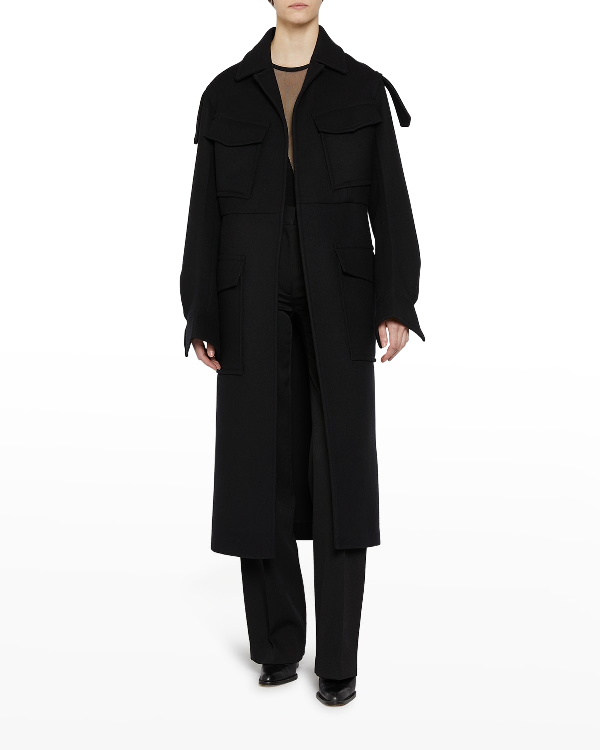 Victoria Beckham Utility Pocket Long Wool Coat | Smart Closet