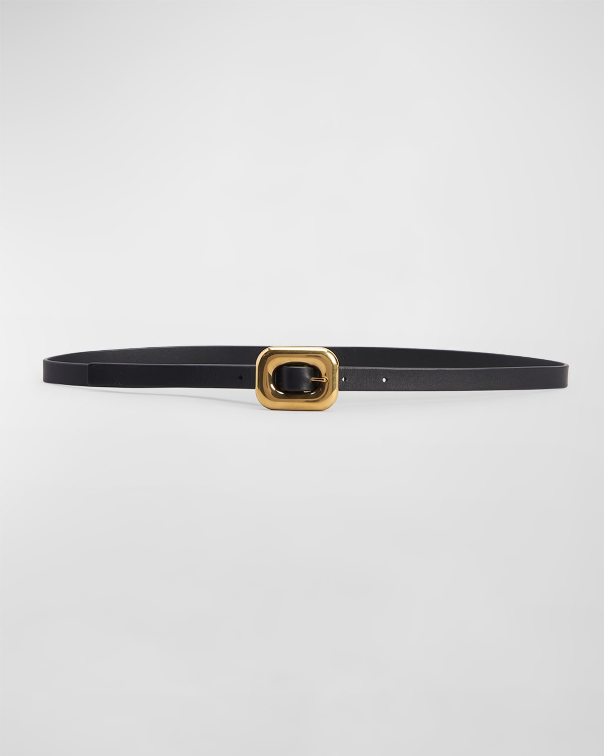 Shop Bottega Veneta Calf Leather Skinny Belt In Black Brass
