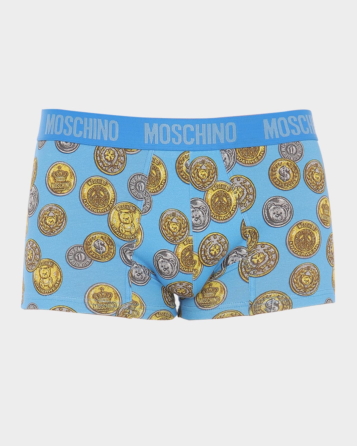 Moschino Men's Coin-print Boxer Briefs In Black Multi