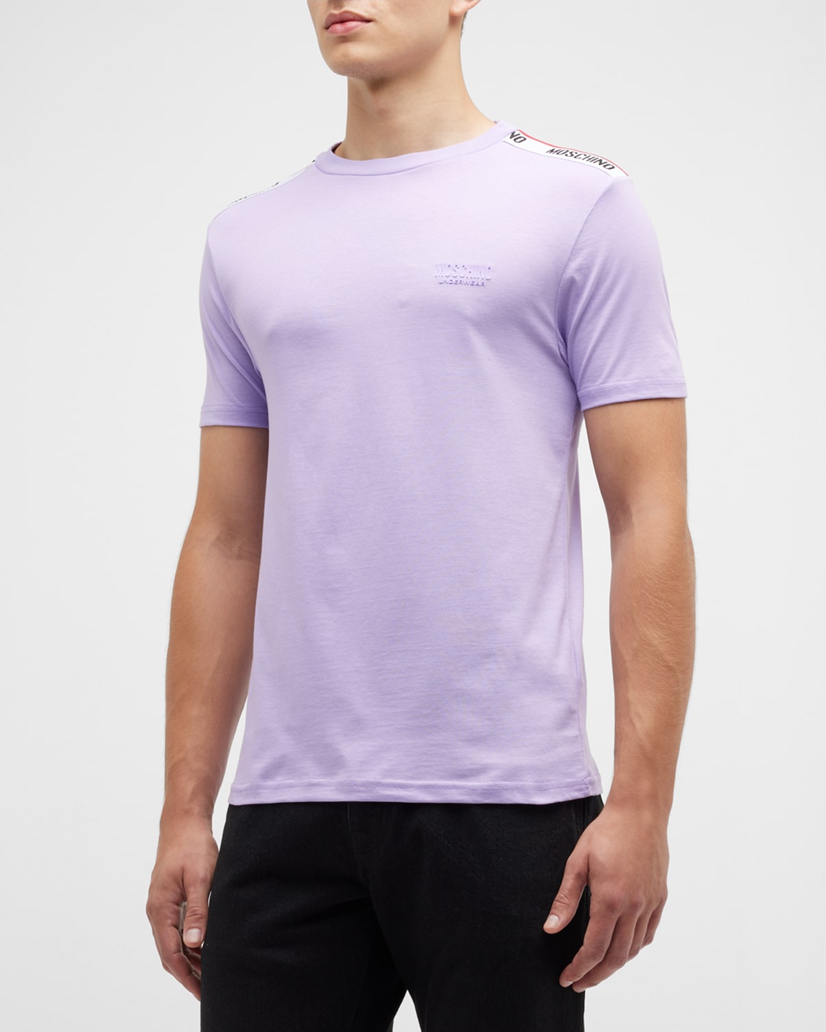 Moschino Men's Logo-tape Crew T-shirt In Violet