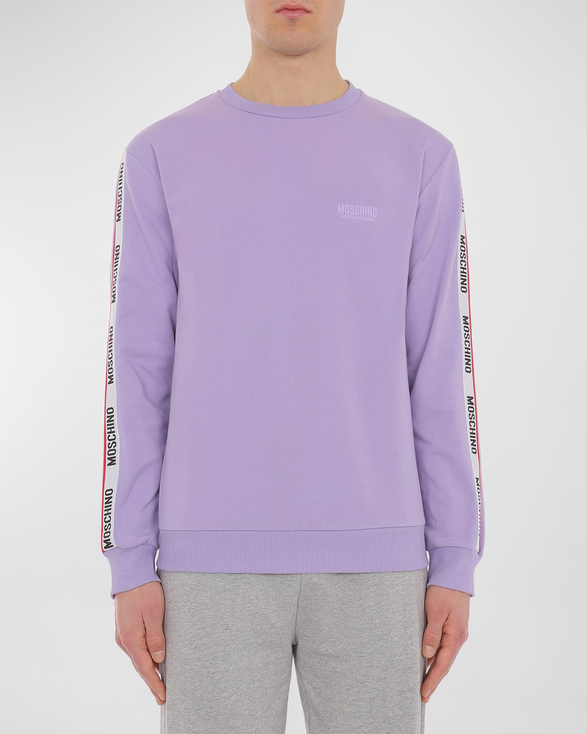 Shop Moschino Men's Logo-tape Sweatshirt In Violet