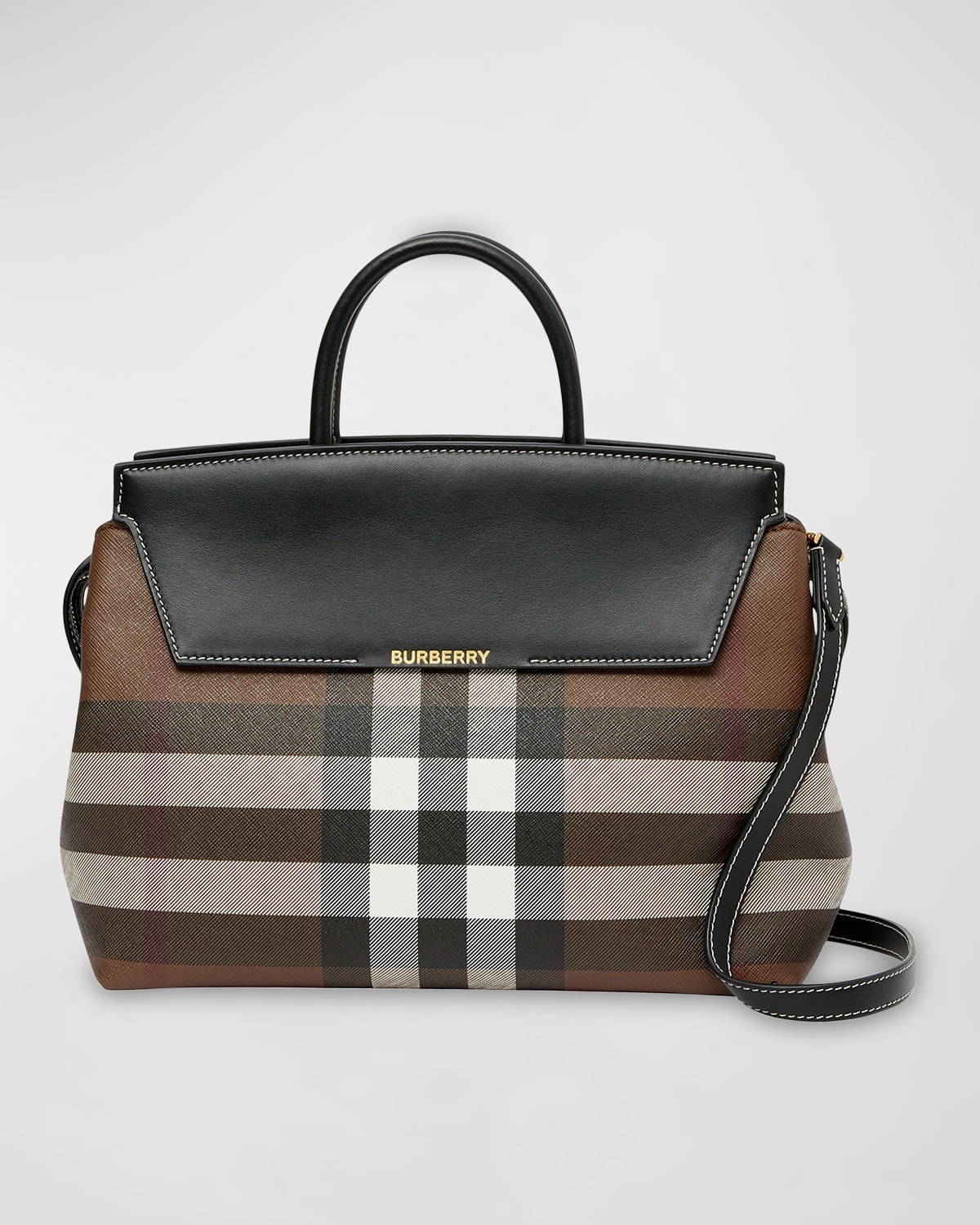 Burberry Catherine Check Canvas Top-Handle Bag