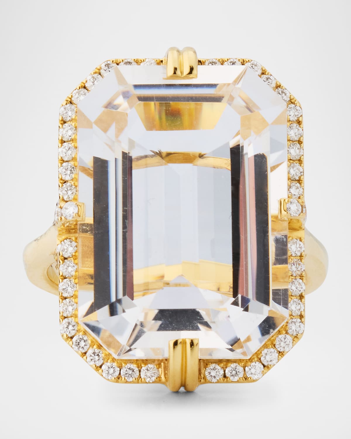 18K Yellow Gold Gossip Crystal Statement Ring with Diamonds