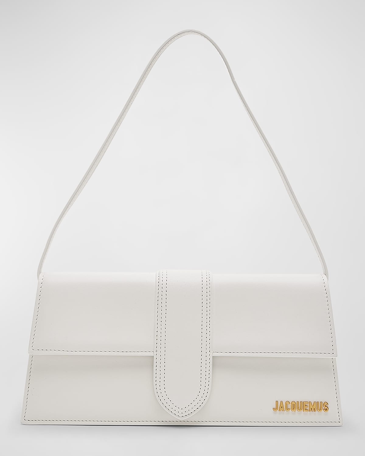 Jacquemus Le Bambino Long Leather Shoulder Bag In White