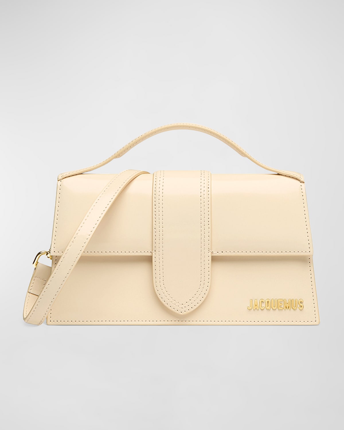 Jacquemus Le Grand Bambino Leather Top Handle Bag In Off-white