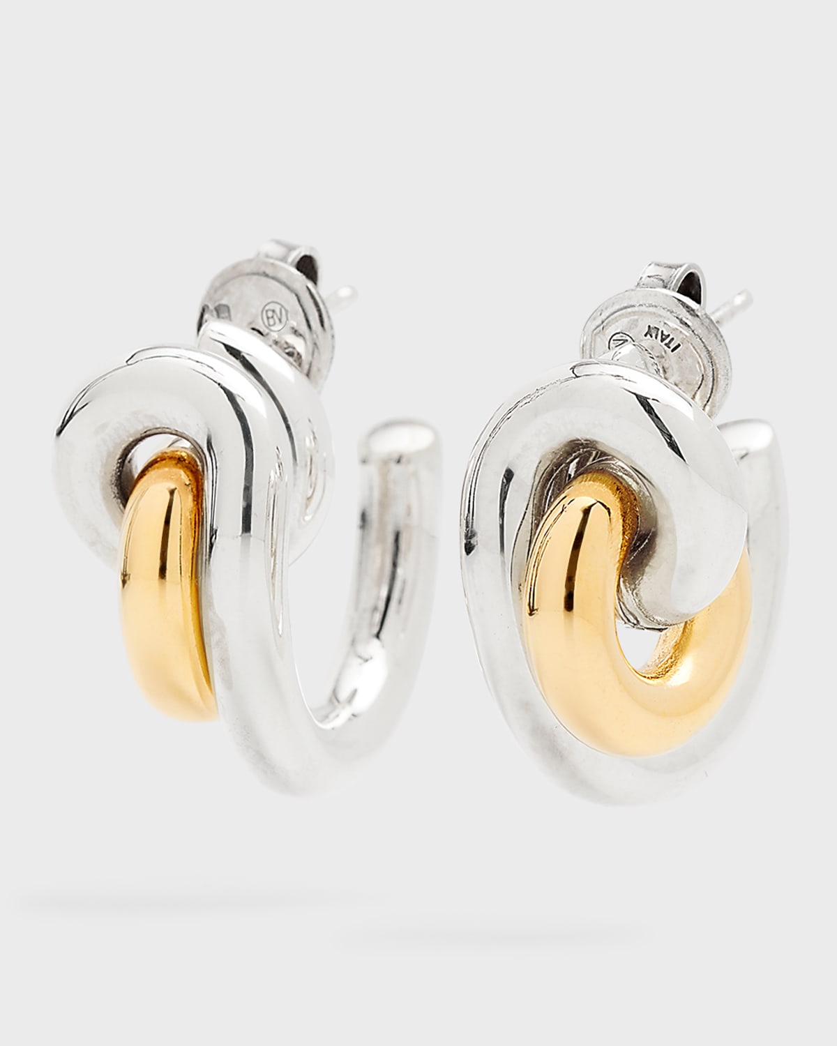 Bottega Veneta Two-tone Huggie And Ring Earrings In Argento