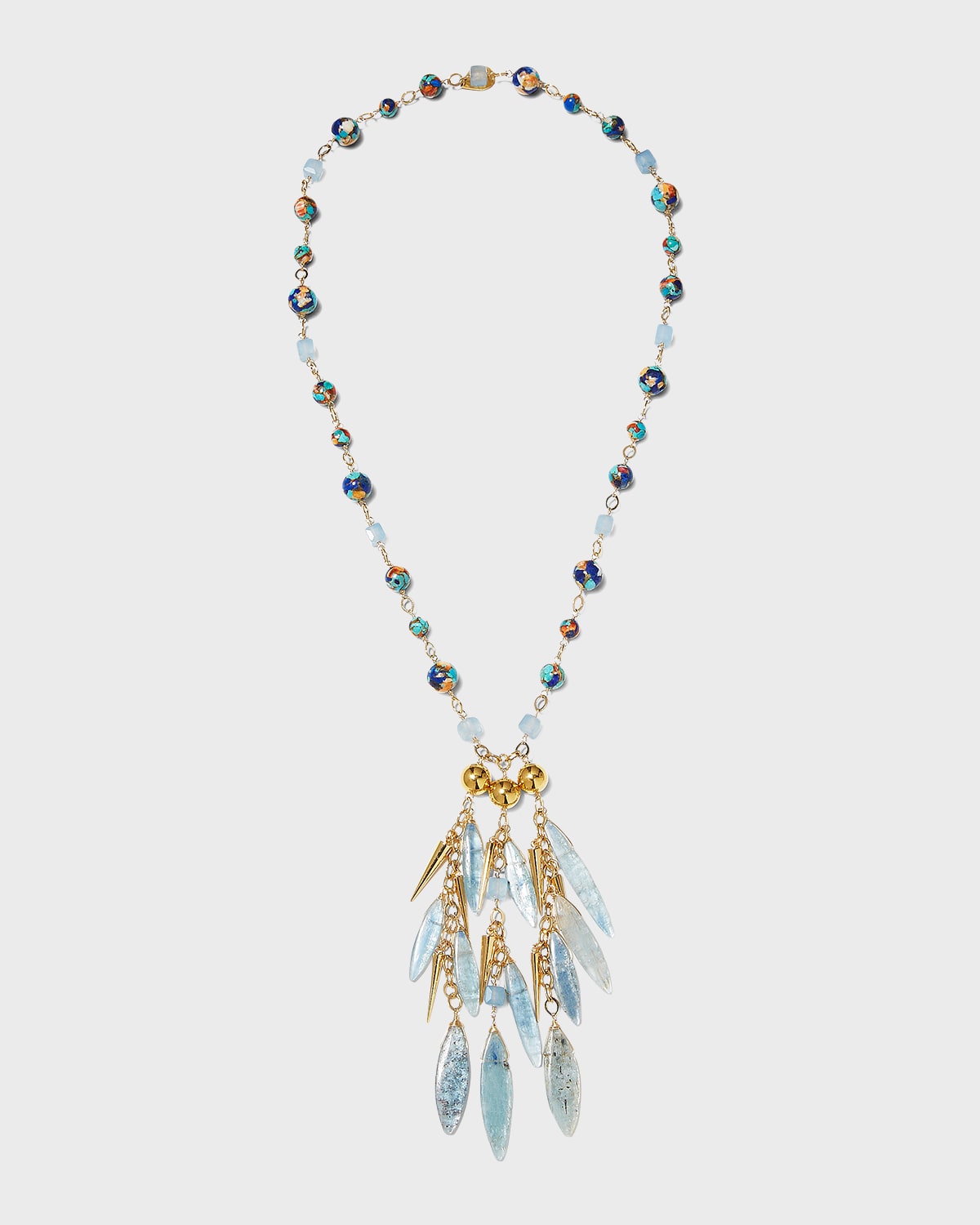 Devon Leigh Multicolor Labradorite Spike Necklace In Multi Colour