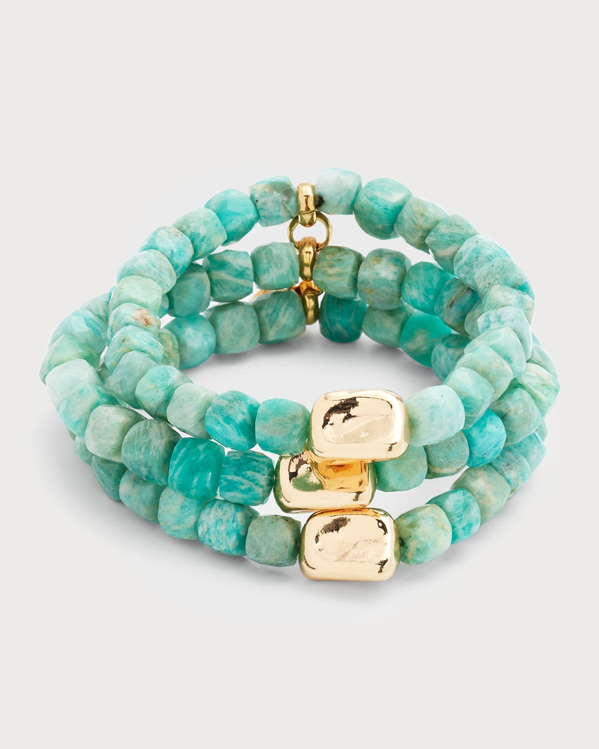 Aquamarine Gold Accent Stretch Bracelets, Set of 3