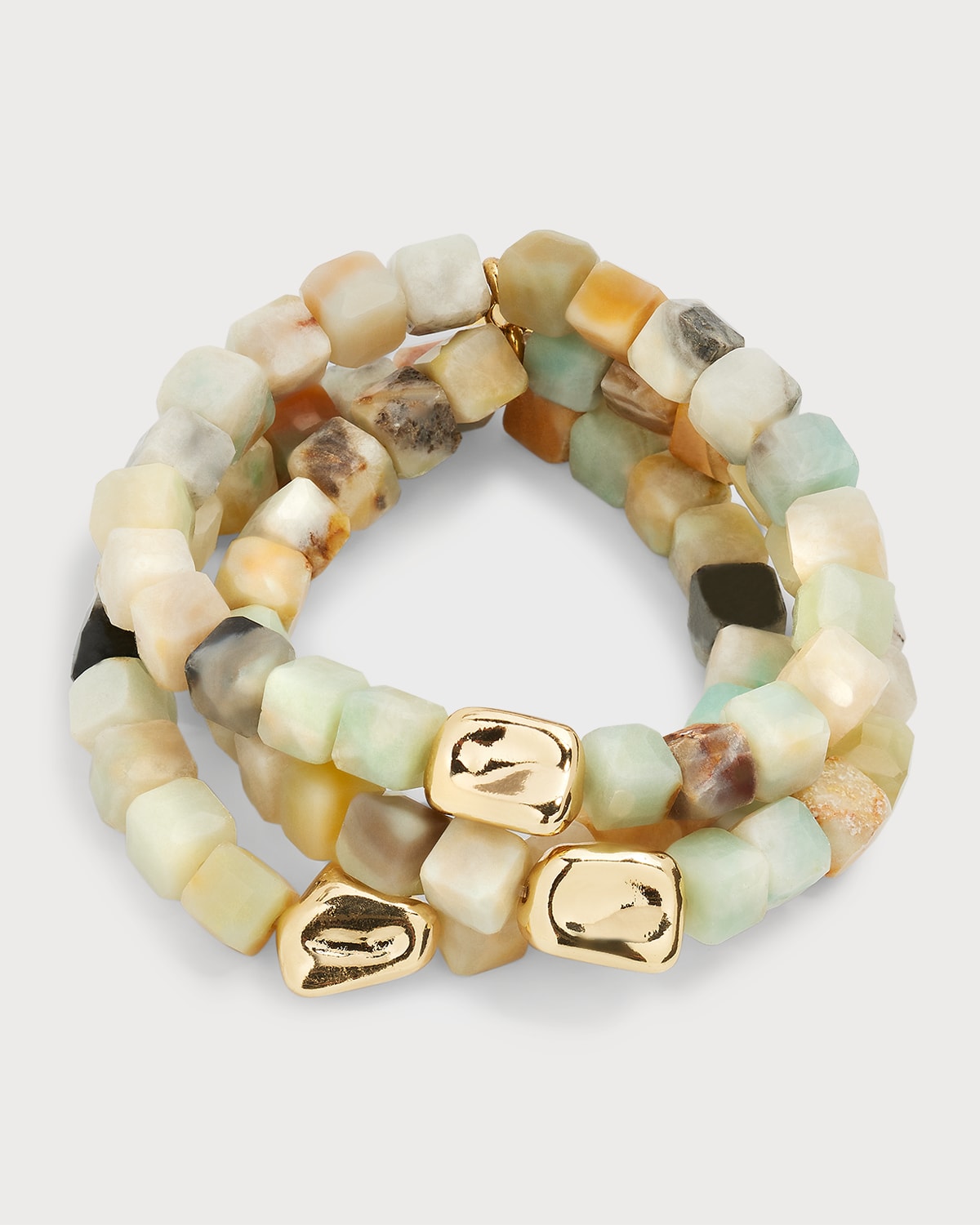 Aquamarine Gold Accent Stretch Bracelets, Set of 3