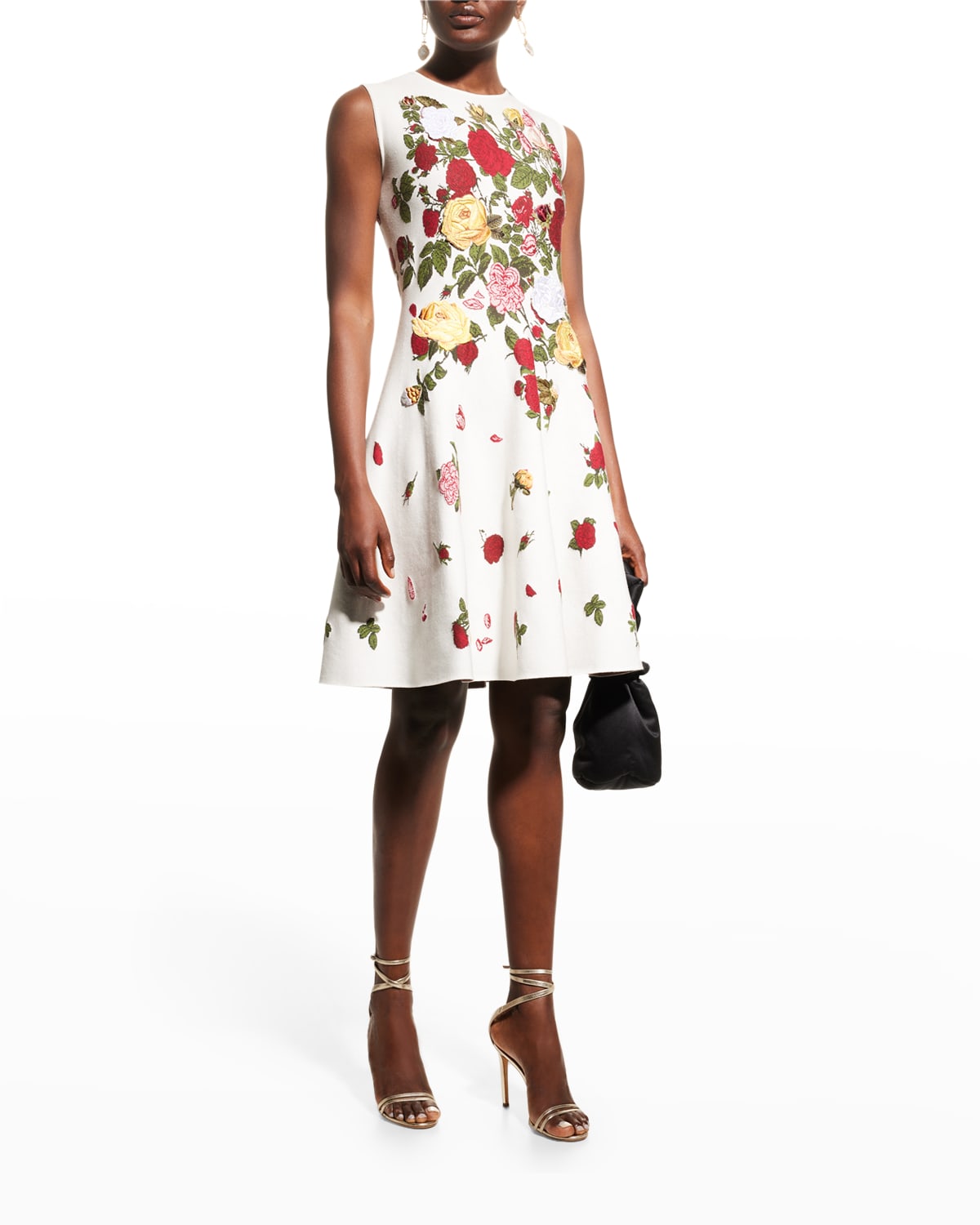 Oscar De La Renta Degrade Rose Jacquard Fit-&-flare Dress In Ivory Multi |  ModeSens