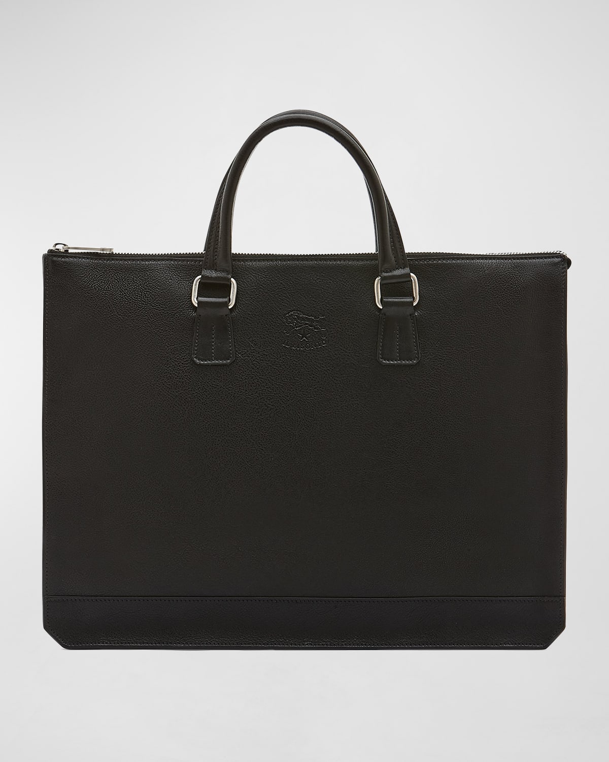 Il Bisonte Men's Meleto Leather Zip Briefcase Bag In Black