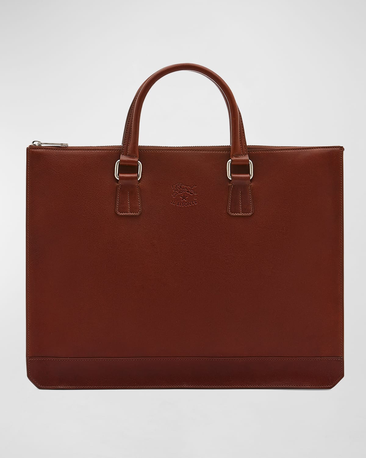 Il Bisonte Men's Meleto Leather Zip Briefcase Bag In Cognac