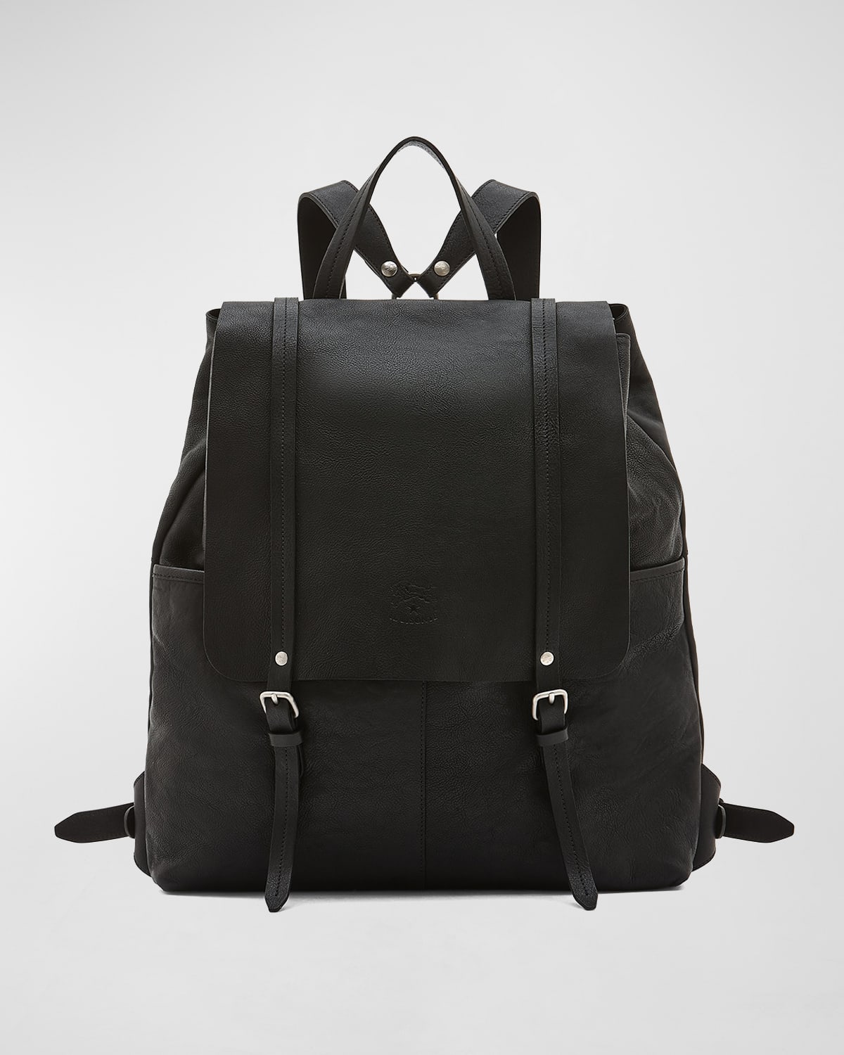 Il Bisonte Men's Trappola Leather Drawstring Backpack In Black