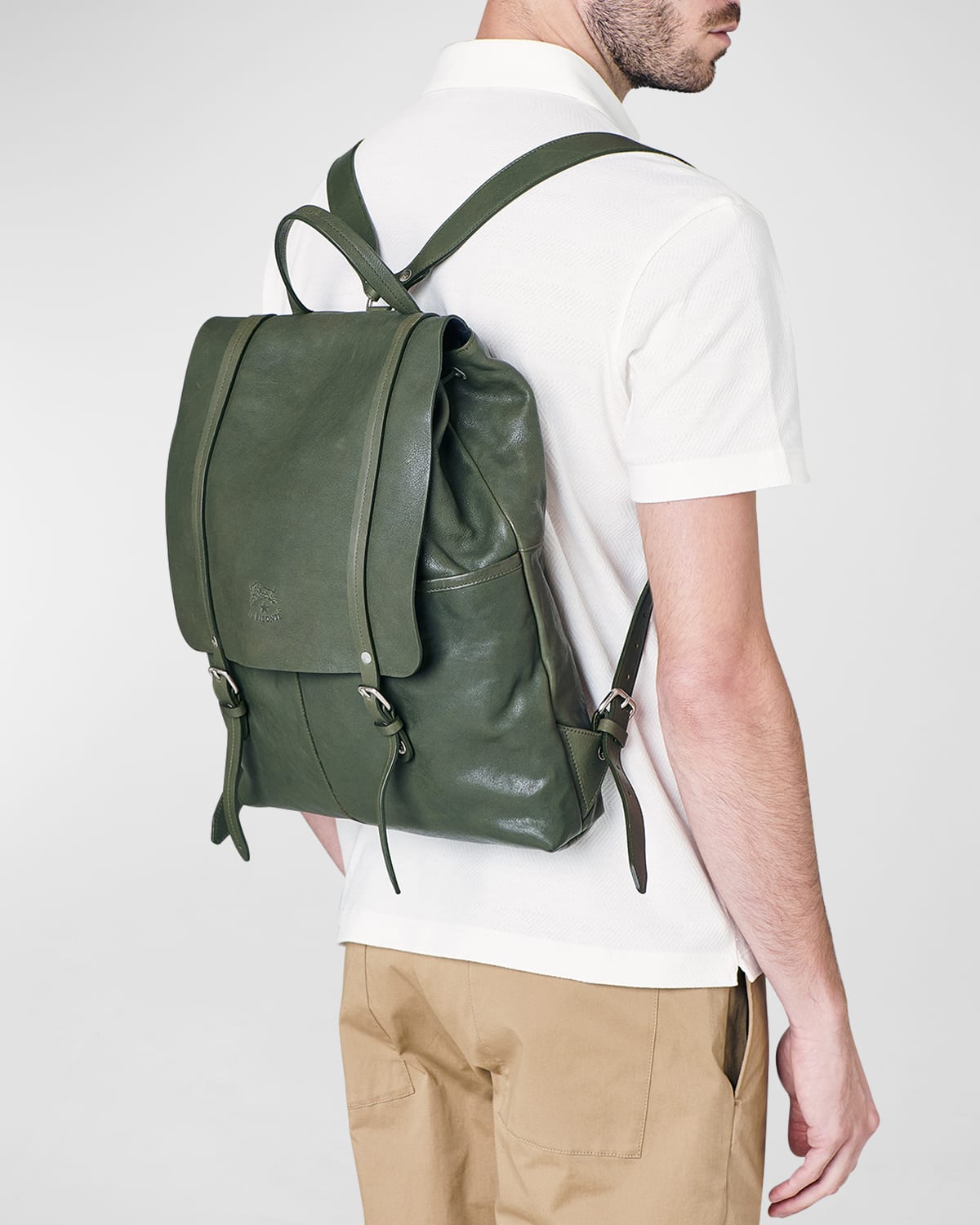 Men's Trappola Leather Drawstring Backpack