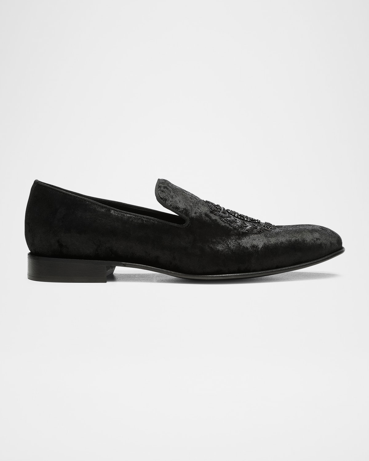 Donald J Pliner Men's Spencer Velvet Smoking Slippers In Black