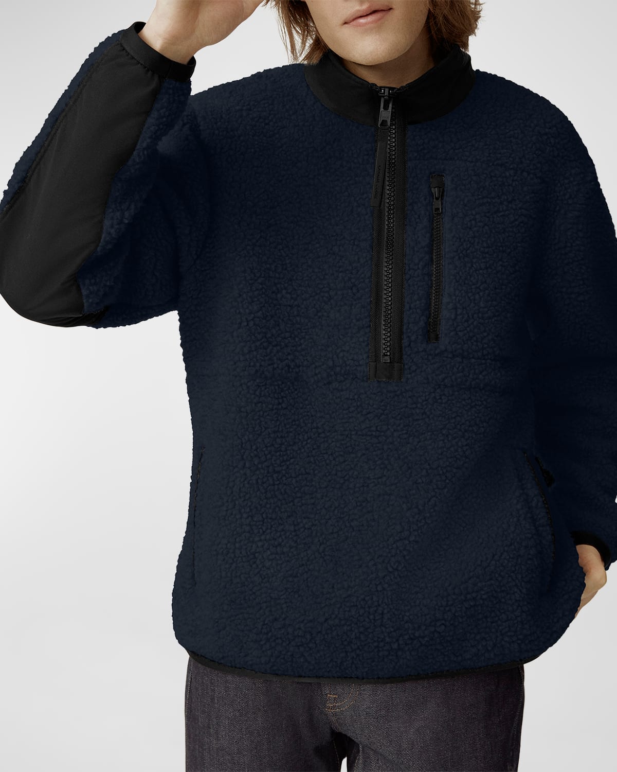 Canada Goose Renfrew Wool Blend Fleece Half Zip Pullover In Atlantic Navy