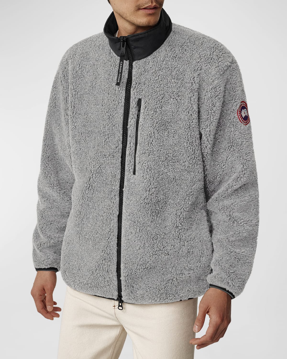 Shop Canada Goose Men's Kelowna Fleece Full-zip Jacket In Iron Grey-gris De Fer