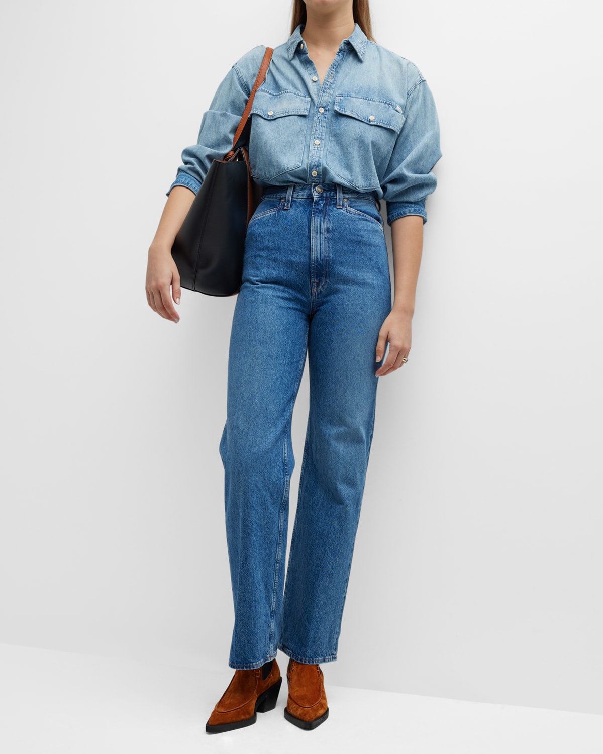 Shop Made In Tomboy Jey High Rise Straight Jeans In Blue