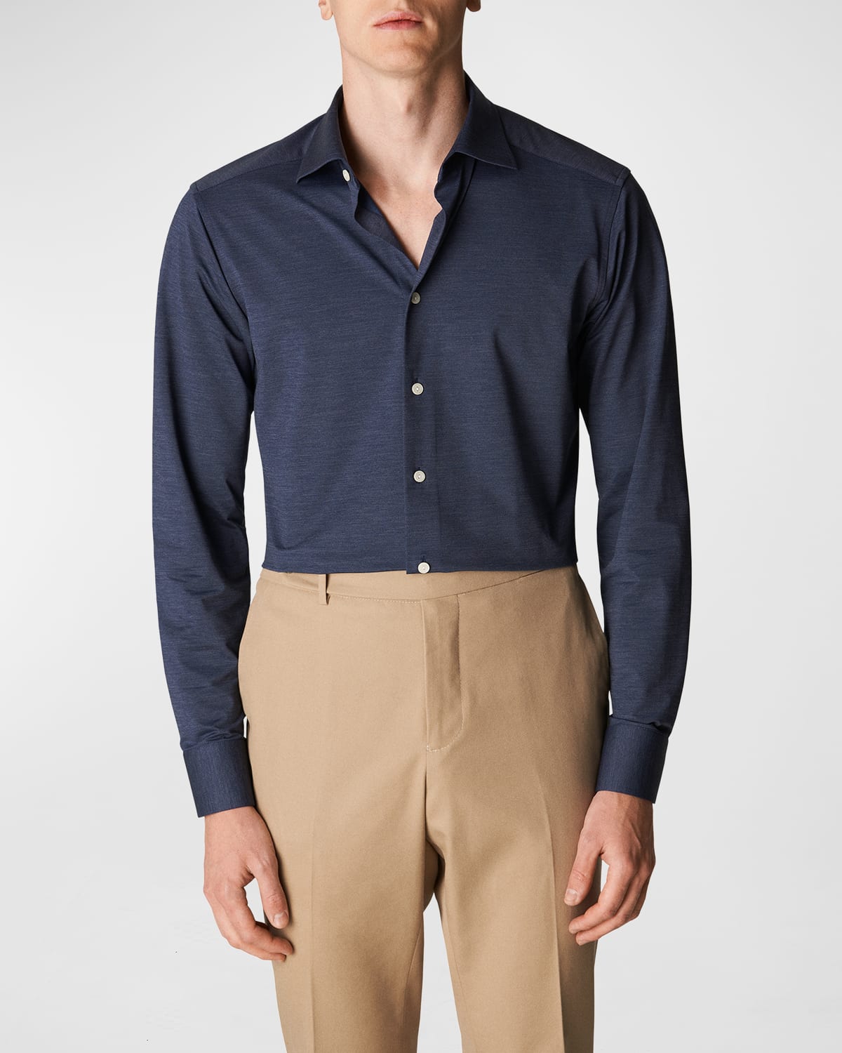 Shop Eton Men's Slim Fit 4-way Stretch Dress Shirt In Blue