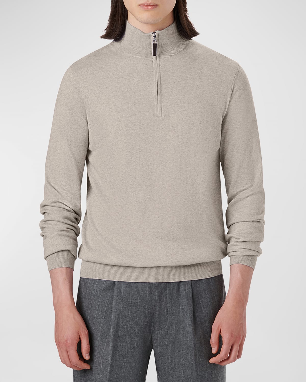 Bugatchi Men's Melange Quarter-zip Sweater In Platinum