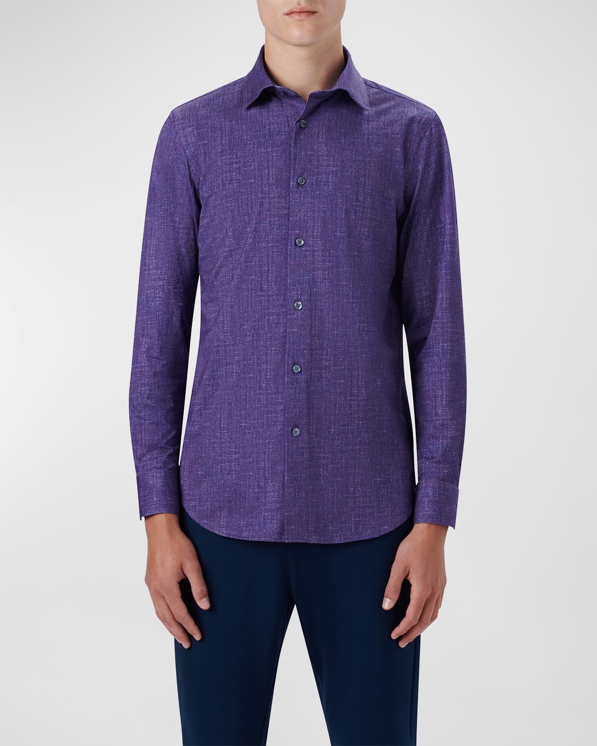 Bugatchi Men's James Tech Cotton Button-up Shirt In Plum