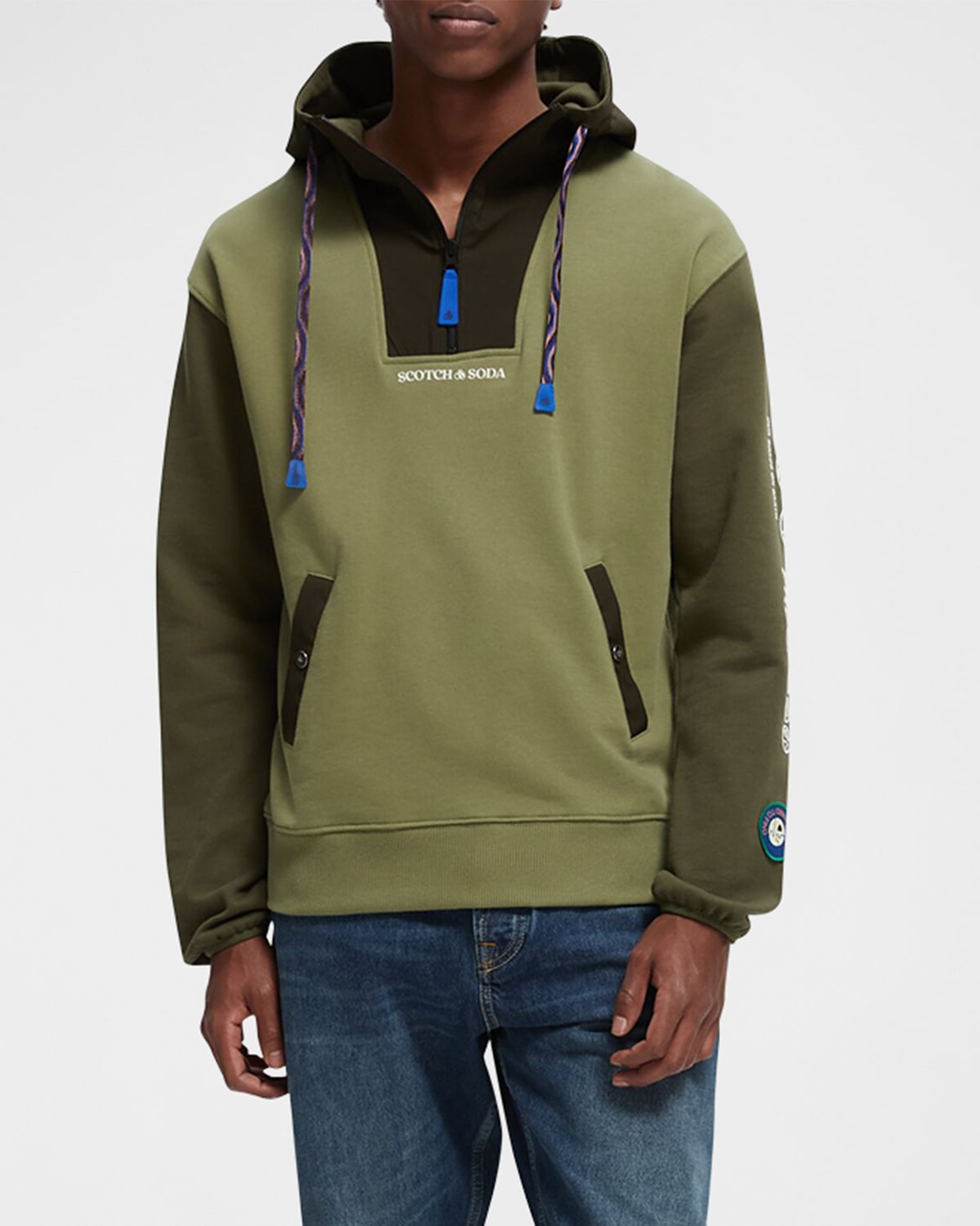 Scotch Soda Unisex Amsterdam Colorblock Organic Cotton Hoodie In