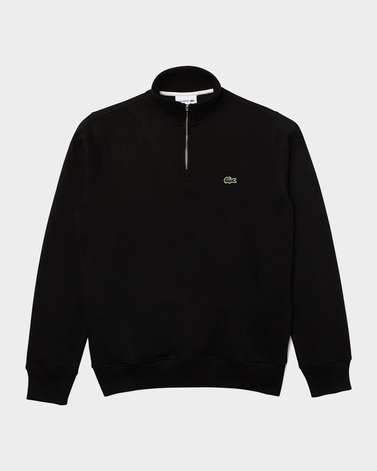 Shop Lacoste Men's Crocodile Quarter-zip Sweatshirt In 031 Black