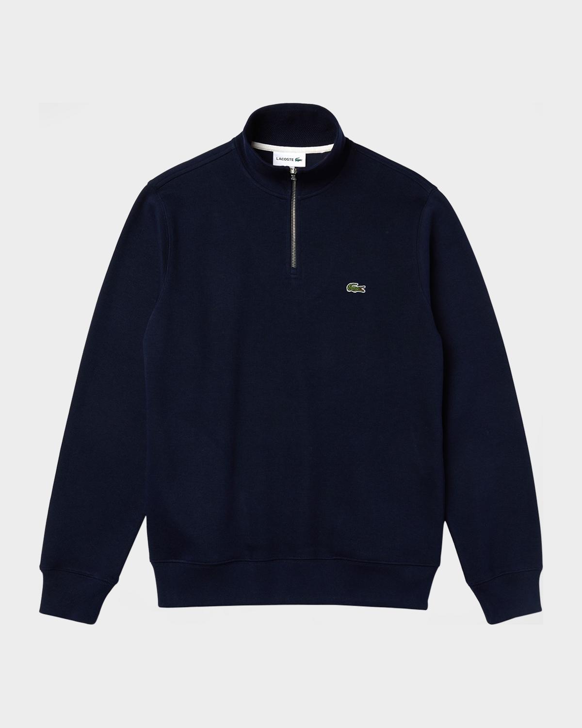Lacoste Zip Cotton Sweatshirt In 166 Navy Blue