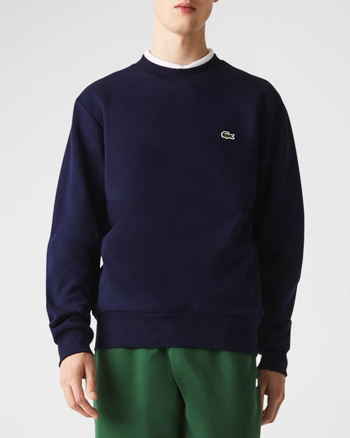 Shop Lacoste Men's Organic Brushed Cotton Sweatshirt In 166 Navy Blue