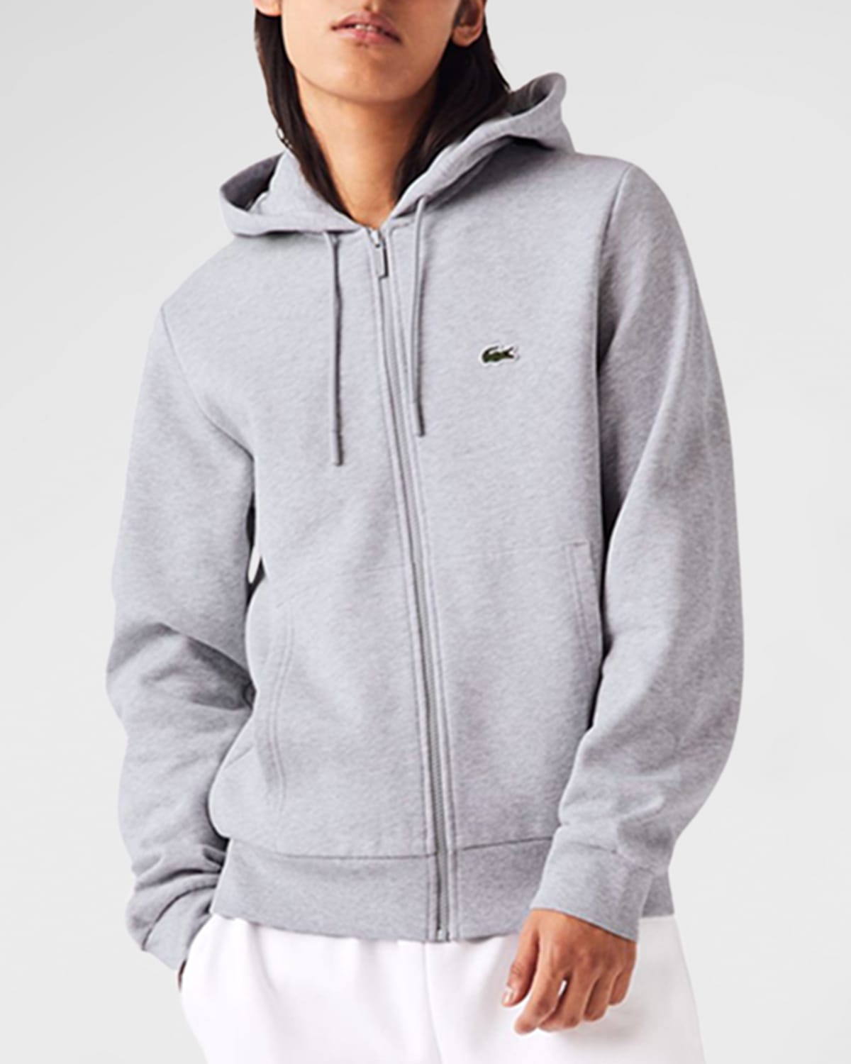 Lacoste Men's Hooded Zip Sweatshirt In Cca Silver Chine