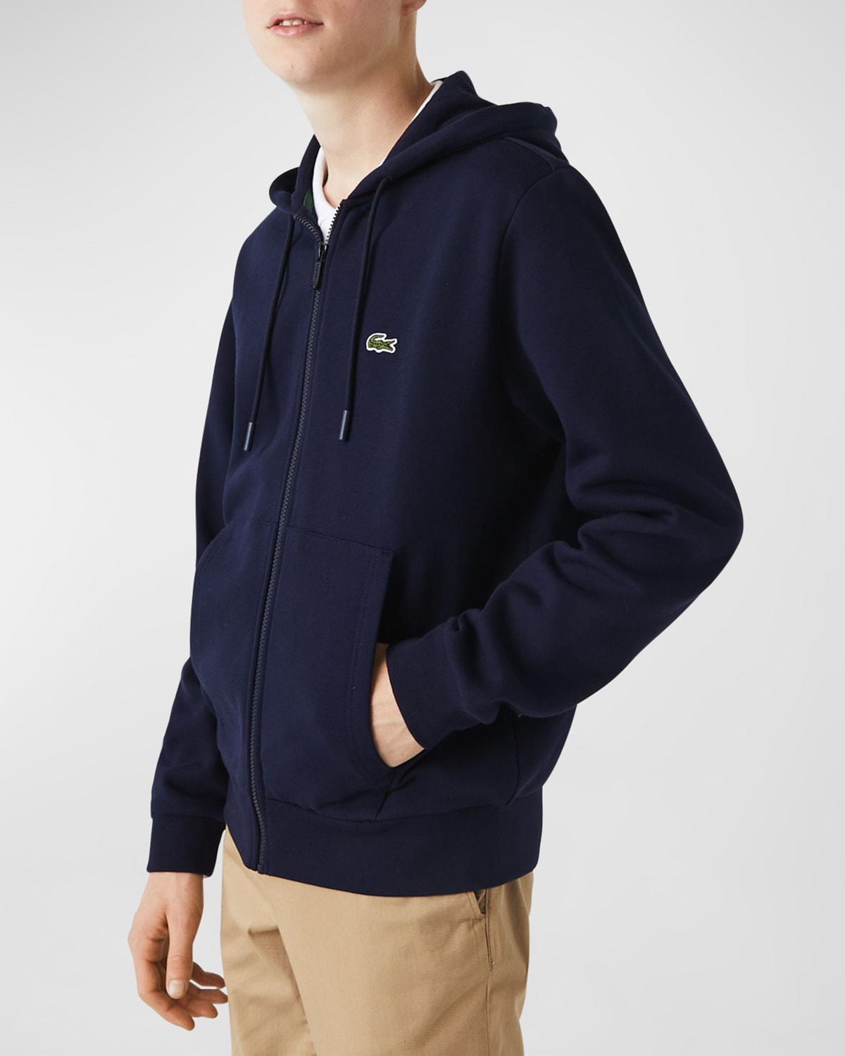 Lacoste Unisex Loose Fit Hooded Organic Cotton Sweatshirt - S In 166 Navy Blue