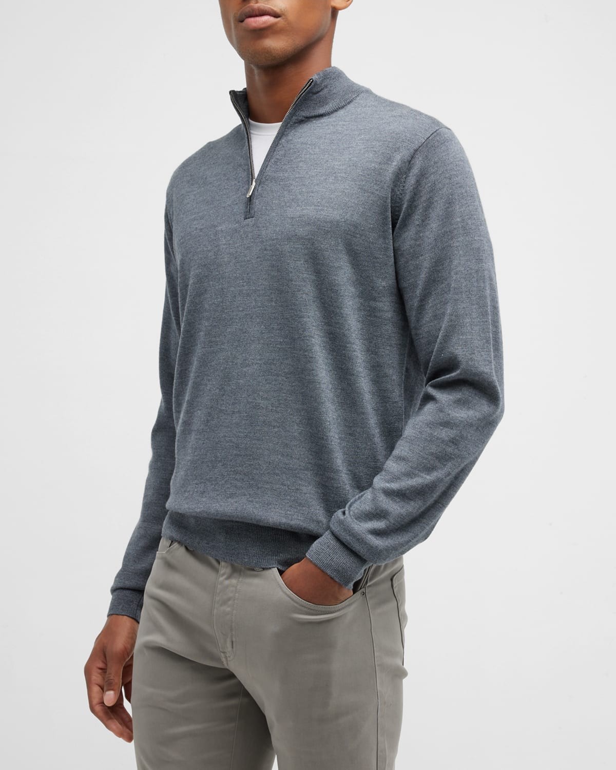 Shop Peter Millar Men's Autumn Crest Quarter-zip Sweater In Charcoal