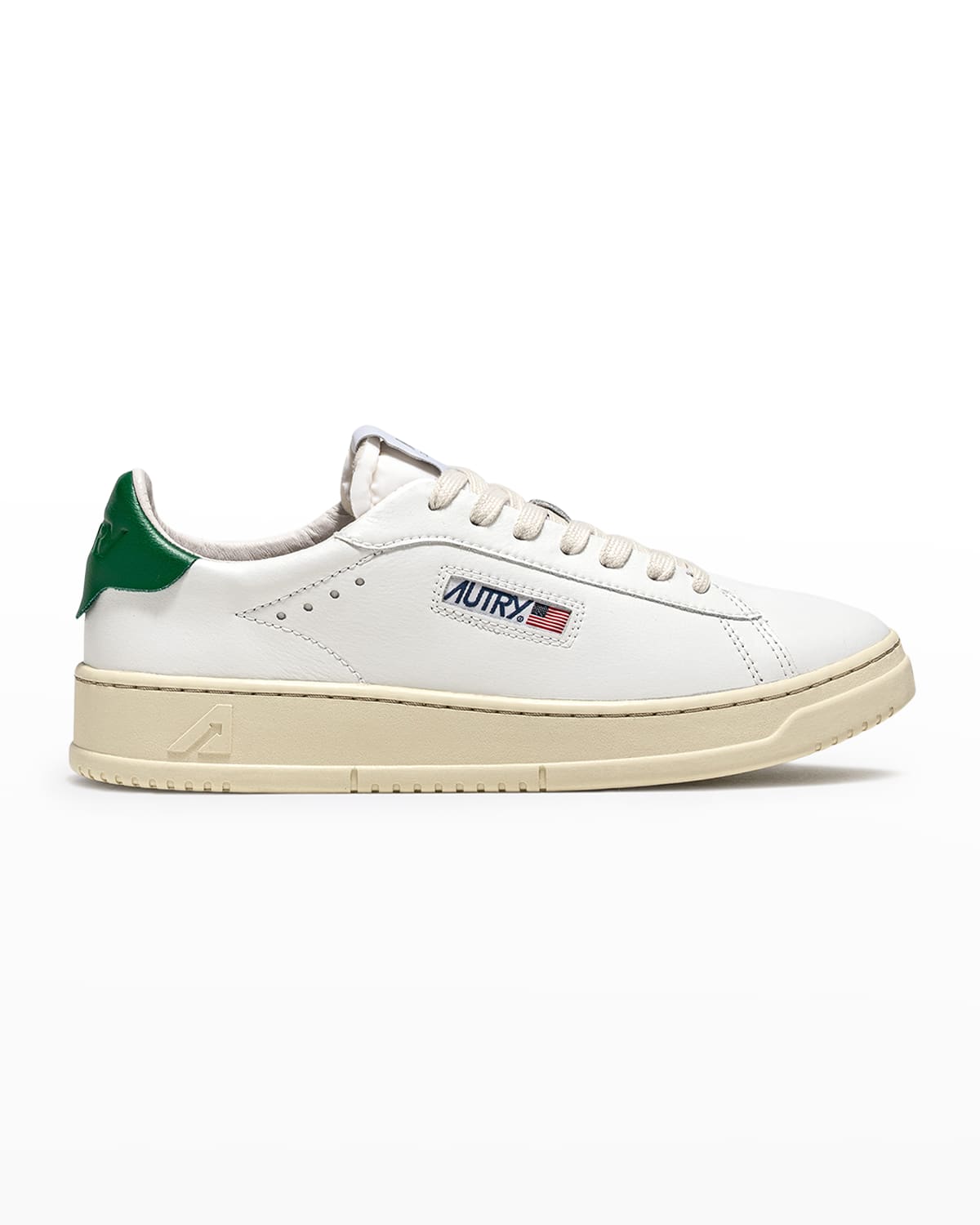 Autry Dalls Low-top Bicolor Leather Sneakers In White Green