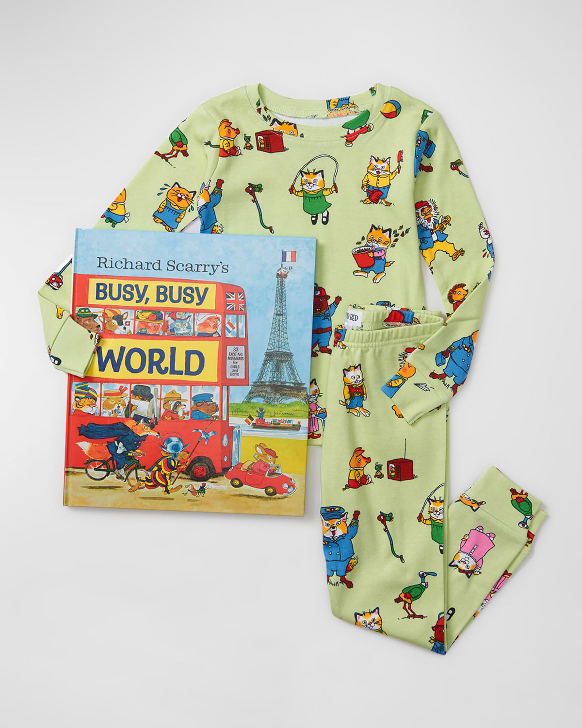 Books To Bed Kids' Boy's Richard Scarry's Busy Busy World Book & Pj Gift Set In Green