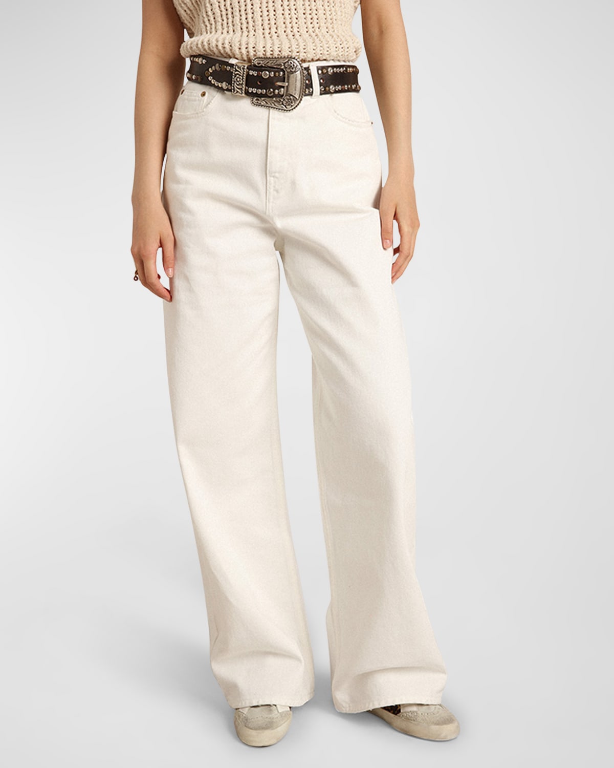 Golden Goose High-rise Wide-leg Jeans In Offwhite