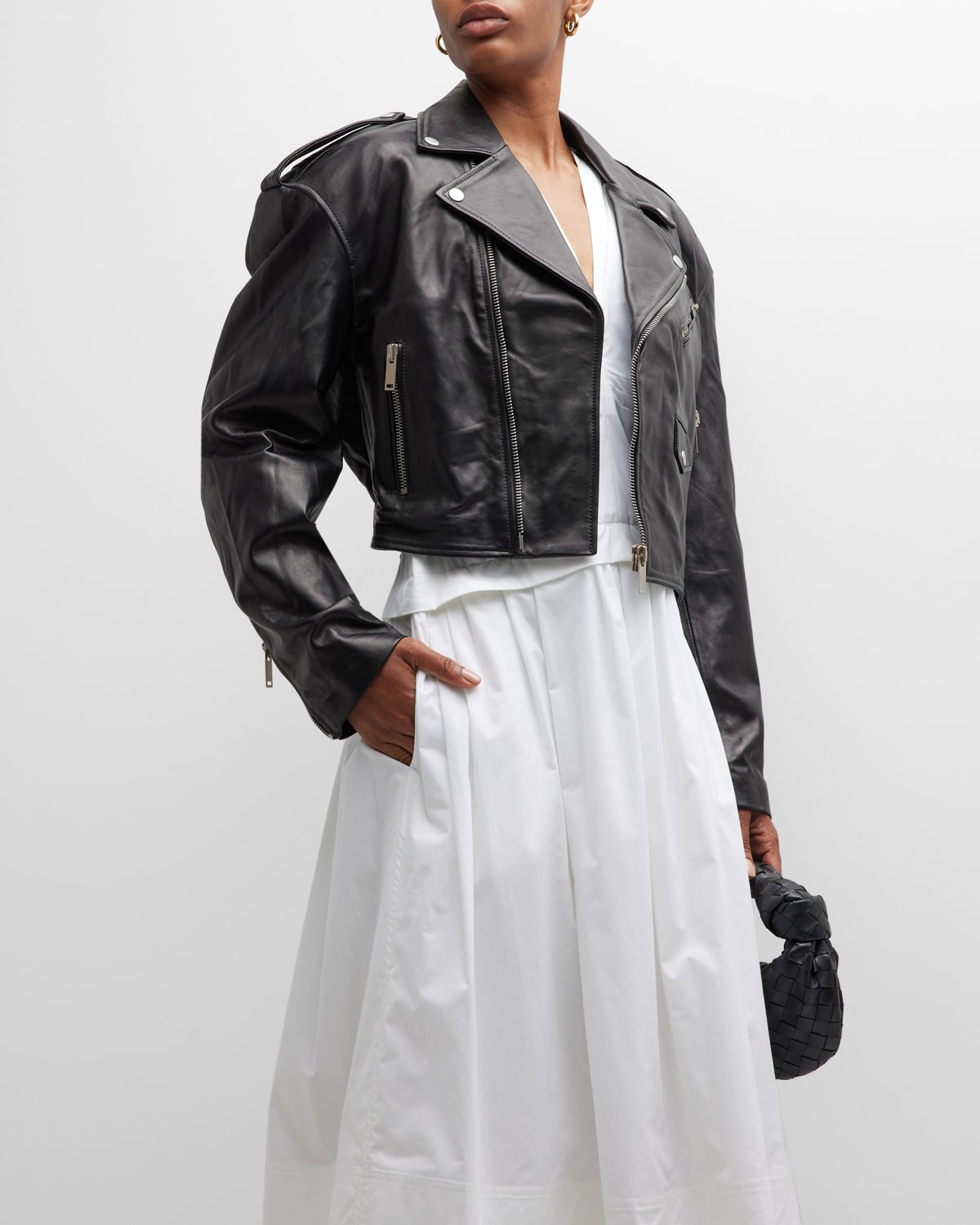 Chiodo Cropped Leather Moto Jacket